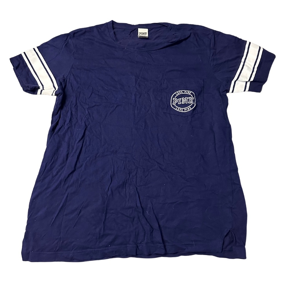 VS PINK | Dark Blue / Purple Short Sleeve T-Shirt | Y2K 2010s Campus Style Retro